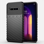 Thunder Series Twill Texture Soft TPU Cover Shell for LG V60 ThinQ 5G – Black