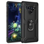 Ring Kickstand Armor Case PC+TPU Combo Mobile Shell for LG Stylo 6 – Black