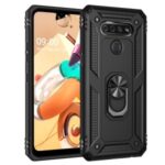 PC+TPU Kickstand Armor Phone Shell Case for LG Q51/K51 – Black