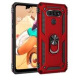 PC+TPU Kickstand Armor Phone Shell Case for LG Q51/K51 – Red