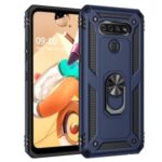 PC+TPU Kickstand Armor Phone Shell Case for LG Q51/K51 – Blue