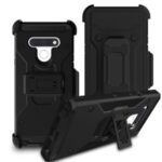 Kickstand PC+TPU Hybrid Case for LG Stylo 6 Carbon Fiber Texture Belt Clip Holster Cover