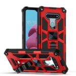 Armor Style PC TPU Cover with Magnetic Metal Sheet for LG K51 – Red