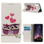 Patterned Flip Cover PU Leather Wallet Stand Case for Huawei Y6p – Owls and Hearts