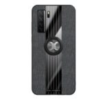 TPU + Jeans Cloth + Acrylic Shell with Metal Kickstand for Huawei P40 Lite 5G/nova 7 SE – Black