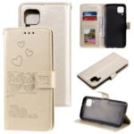Imprint Owls Pattern Wallet Stand Flip Leather Protective Shell for Huawei P40 lite 4G/Nova 7i/Nova 6 SE – Gold