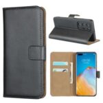 Genuine Leather Stand Wallet Mobile Phone Cover for Huawei P40 Pro