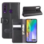 Split Leather Protection Case for Huawei Y6p Wallet Stand Cover – Black