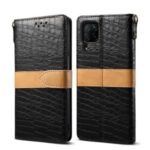 Crocodile Texture Splicing Leather Wallet Cover Shell for Huawei P40 lite 4G/nova 6 SE/Nova 7i – Black