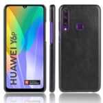 Litchi Texture PU Leather Coated Plastic Cover for Huawei Y6p – Black
