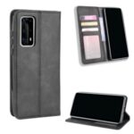 Retro Leather with Wallet Stand Cover for Huawei P40 Pro+ – Black