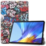 Pattern Printing PU Leather Tri-fold Stand Tablet Case for Honor V6 5G 10.4 – Cartoon Graffiti