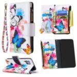 Pattern Printing Leather Stand Mobile Cover with Zipper Wallet Shell for Huawei P40 lite/nova 6 SE/Nova 7i – Butterfly and Flower