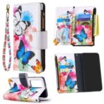 Pattern Printing Zipper Wallet Leather Phone Case for Huawei P40 Pro – Butterfly and Flower