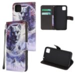 Pattern Printing Cross Texture Leather Wallet Phone Shell with Strap for Huawei Y5p – Wolf