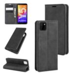 Silky Touch Auto-absorbed Leather Wallet Phone Shell for Huawei Y5p/Honor 9S – Black