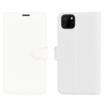Litchi Grain Wallet Stand Leather Phone Case for Huawei Y5p/Honor 9S – White
