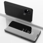 View Window Mirror Surface Leather Flip Phone Case for Huawei Y6p – Black