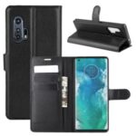Litchi Texture Stylish Wallet Leather Case for Motorola Edge Plus – Black