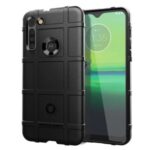 Anti-shock Square Grid Texture Thicken TPU Cover Phone Case for Motorola Moto G8 – Black