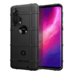 Rugged Shield Square Grid Texture TPU Cell Phone Case for Motorola Edge Plus – Black