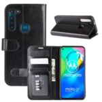 Crazy Horse Skin Leather Wallet Case for Motorola Moto G8 Power – Black