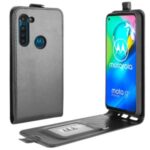 Vertical Flip Crazy Horse Leather with Card Holder Shell for Motorola Moto G8 Power – Black