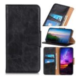 Crazy Horse Split Leather Cover with Wallet Stand Mobile Phone Shell for Motorola Moto G8 Power Lite – Black