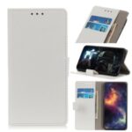 PU Leather Wallet Stand Protective Shell Cover for Motorola Moto G8 Power Lite – White