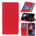 PU Leather Wallet Stand Protective Shell Cover for Motorola Moto G8 Power Lite – Red