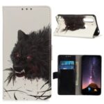 Pattern Printing Flip Leather Wallet Stand Phone Cover for Motorola Moto G8 Power Lite – Black Wolf