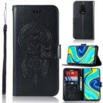 Imprinted Dream Catcher Owl Leather Wallet Case for Xiaomi Redmi Note 9 Pro/Note 9S – Black