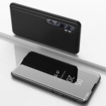 View Window Plated Mirror Surface Leather Stand Shell Case for Xiaomi Mi Note 10/Mi Note 10 Pro/Mi CC9 Pro – Black