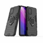 Cool Guard Ring Holder Kickstand PC TPU Hybrid Case Protective Shell for Xiaomi Mi 10 Lite 5G – Black