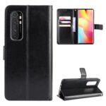 Crazy Horse Wallet Stand Leather Flip Cover for Xiaomi Mi Note 10 Lite – Black