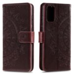 Imprint Flower Leather Shell for Xiaomi Mi 10 Lite 5G/Mi 10 Youth 5G – Brown