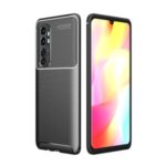 FUKELAI Drop Resistant Carbon Fiber Texture TPU Cell Phone Cover for Xiaomi Mi Note 10 Lite – Black