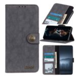 KHAZNEH Vintage Split Leather Wallet Cell Phone Cover for Xiaomi Redmi 10X 5G/10X Pro 5G – Black