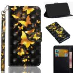 Light Spot Decor Pattern Printing Wallet Stand Leather Case with Strap for Xiaomi Redmi Note 9/Redmi 10X 4G – Gold Butterfly