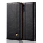 Vintage Crazy Horse Leather Wallet Case for Xiaomi Mi 10 Lite 5G – Black