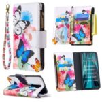 BF03 Pattern Printing Wallet Zipper Leather Phone Case for Xiaomi Redmi Note 8 Pro – Butterfly and Flower