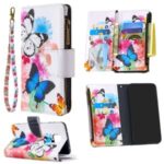 BF03 Pattern Printing Zipper Wallet Leather Protective Case for Xiaomi Redmi Note 9S/9 Pro/9 Pro Max – Blue and White Butterfly
