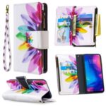 BF03 Pattern Printing Zipper Wallet Leather Phone Shell for Xiaomi Redmi Note 7 – Colorful Petals