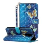 Light Spot Decor Pattern Printing Case Wallet Stand Leather Cover for Xiaomi Redmi Note 8 Pro – Butterfly