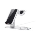 B01 3-in-1 Wireless Charger Stand Qi 15W Fast Charging Station, Apple iWatch + AirPods + Phone Station Dock – Silver