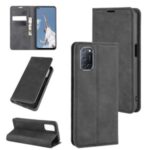 Silky Touch Stylish Auto-absorbed Flip Leather Wallet Stand Case for Oppo A52/A92/A72 – Black