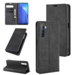 Silky Touch Auto-absorbed Flip Leather with Wallet Stand Case for Realme 6 – Black