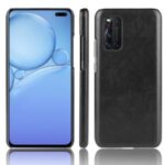 Litchi Skin Leather Coated PC Back Phone Shell for Vivo V19 (India)/(Europe)/V19 Snapdragon712 – Black
