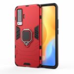 Cool Guard Ring Holder Kickstand PC TPU Hybrid Unique Case for vivo X50 – Red