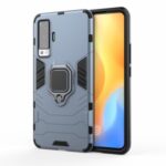 Cool Guard Ring Holder Kickstand PC TPU Hybrid Unique Case for vivo X50 – Blue